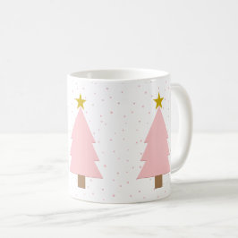 Elegant Cute Rosa Julgranar, Golden Stars Kaffemugg