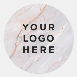 Elegant Cute Rosa Marble Business Logotyp Anpassni Runt Klistermärke
