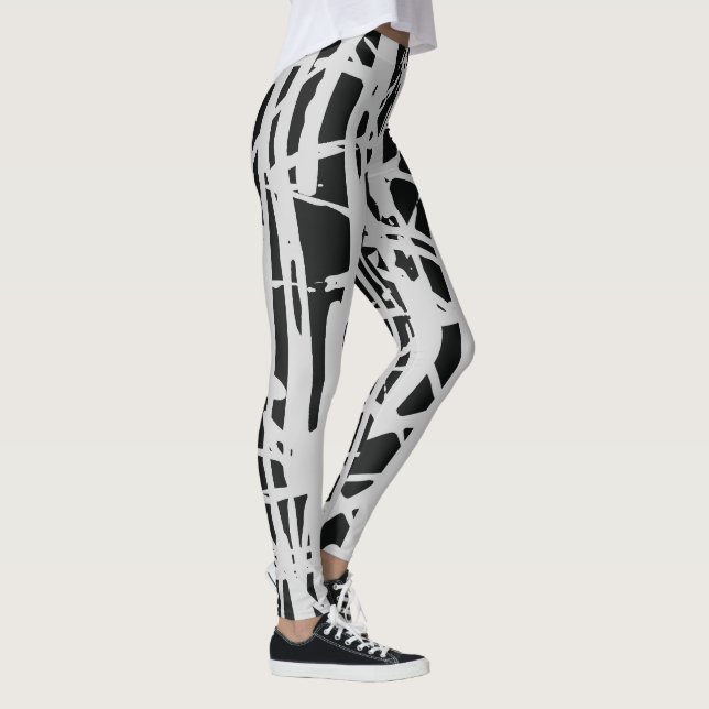 Elegant Cute Simple Black & White Leggings (Höger)