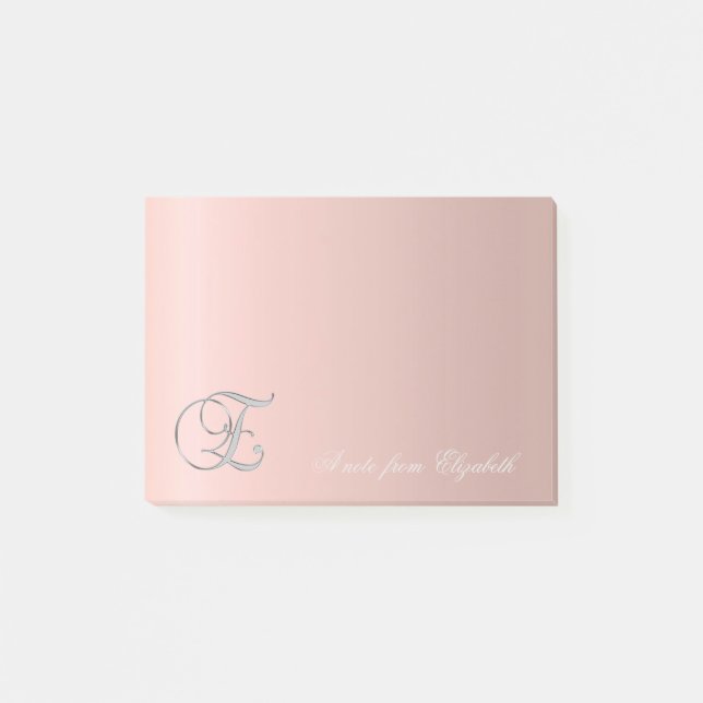 Elegant Cute Snyggt Girly - Monogram Post-it Block (Framsida)