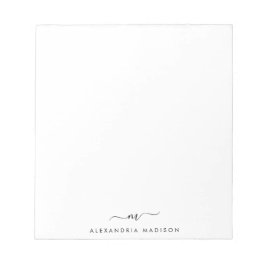 Elegant Cute Snyggt Girly Script Monogram Initial Anteckningsblock