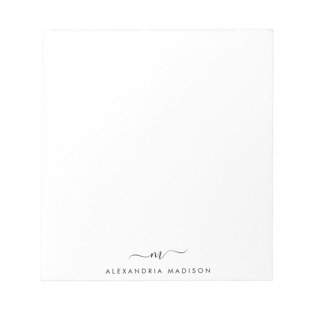 Elegant Cute Snyggt Girly Script Monogram Initial Anteckningsblock (Framsida)