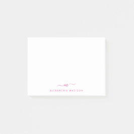 Elegant Cute Snyggt Magenta Rosa Monogram Office Post-it Block