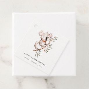 Elegant Cute Sömnig Koala Foliage Baby Shower Gåvor Etiketter