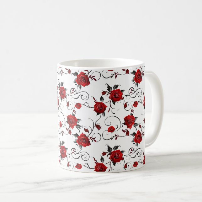 Elegant Cute Sophisticated Chic Romantic Blommigt Kaffemugg (Framsida höger)