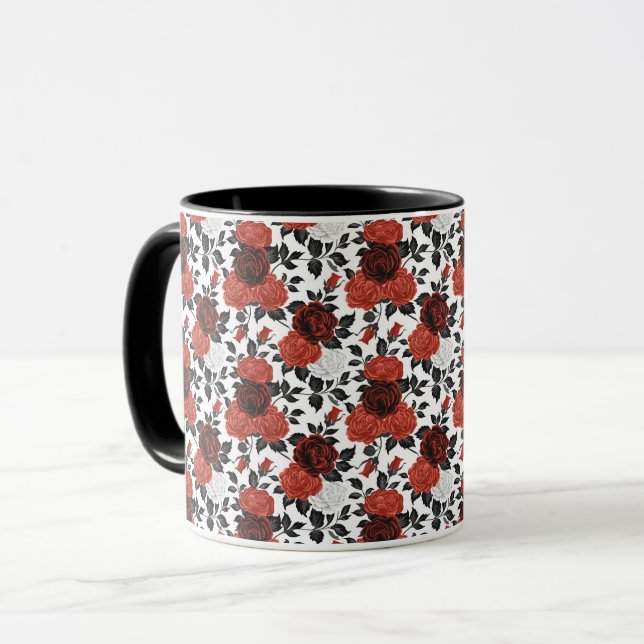 Elegant Cute Sophisticated Chic Romantic Blommigt Mugg (Framsida vänster)