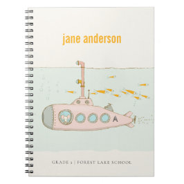 Elegant Cute Subwater Fish Monogram Anteckningsbok