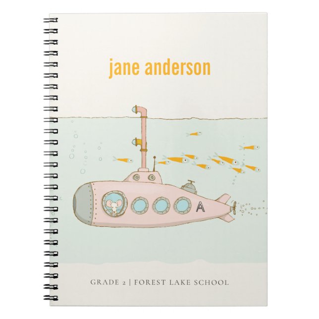 Elegant Cute Subwater Fish Monogram Anteckningsbok (Framsidan)