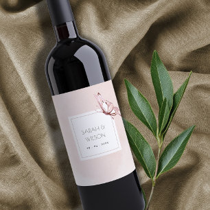 ELEGANT CUTE  VATTENFÄRGSMÖR BRÖLLOP VINFLASKA ETIKETT