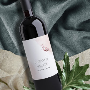 ELEGANT CUTE  VATTENFÄRGSMÖR BRÖLLOP VINFLASKA ETIKETT