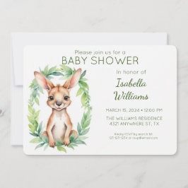 Elegant Cute Watercolor Kangaroo Baby Shower Inbjudningar