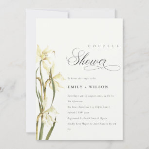 Elegant Cute White Daffodil Par Shower Inbjudan