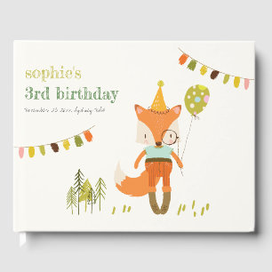 Elegant Cute Woodland Roligt Party Fox Barns födel Gästböcker