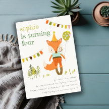 Elegant Cute Woodland Roligt Party Fox Barns födel
