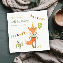 Elegant Cute Woodland Roligt Party Fox Barns födel Pappersservett