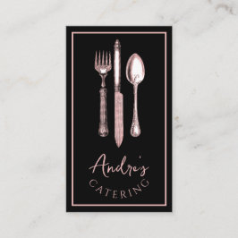 Elegant Cutlery Logotyp Catering Black Visitkort