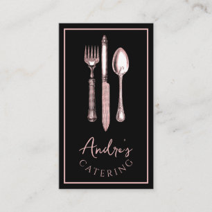 Elegant Cutlery Logotyp Catering Black Visitkort
