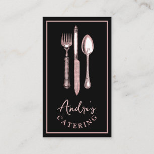 Elegant Cutlery Utensils Logotyp Catering Black Visitkort