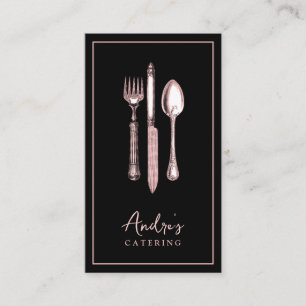 Elegant Cutlery Utensils Logotyp Catering Black Visitkort