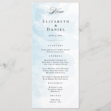 Elegant Cyan Blue Watercolor Bröllop Menu