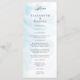 Elegant Cyan Blue Watercolor Bröllop Menu Meny