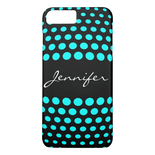 Elegant Cyan Polka dots Mönster Case-Mate iPhone Skal (Baksida)