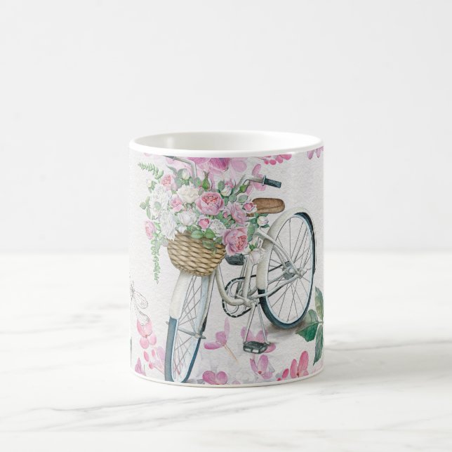 Elegant cykel och blommor kaffemugg (Center)