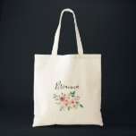 Elegant DaBlommigt Autumn  Bridesmaid Tote Bag Tygkasse<br><div class="desc">Den här eleganten är blommigten i höst i säcken en gåva från perfekt bröllop för att presentera dina brudtärnor och maid of honor för ett modernt bröllop. Utformningen illustrerar rosa,   och vit ros,  grönt som är en del av buketter,  vilket förstärker den vackra höst färger.</div>