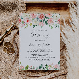Elegant DaBlommigt Autumn Christening Inbjudningar