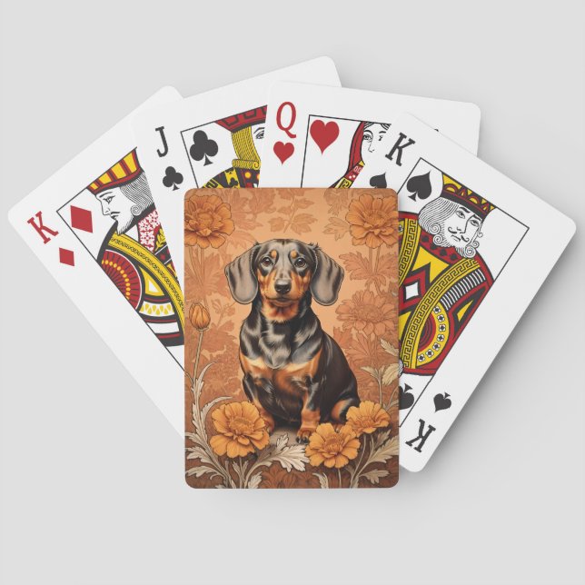 Elegant Dachshund och Marigolds Casinokort (Baksidan)