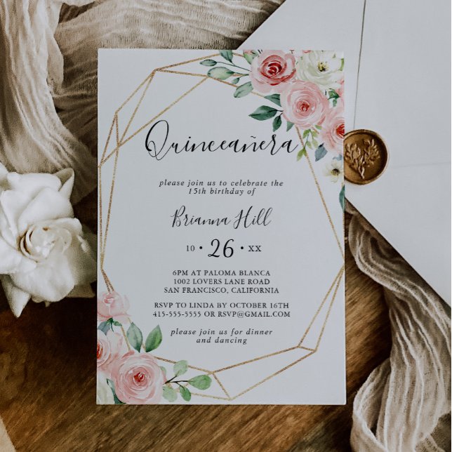Elegant Daety Autumn Blommigt Quinceañera Inbjudningar (Skapare uppladdad)