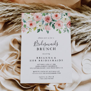 Elegant Daety Blommigt Bridesmaids Brunch Shower Inbjudningar
