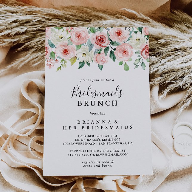 Elegant Daety Blommigt Bridesmaids Brunch Shower Inbjudningar (Skapare uppladdad)