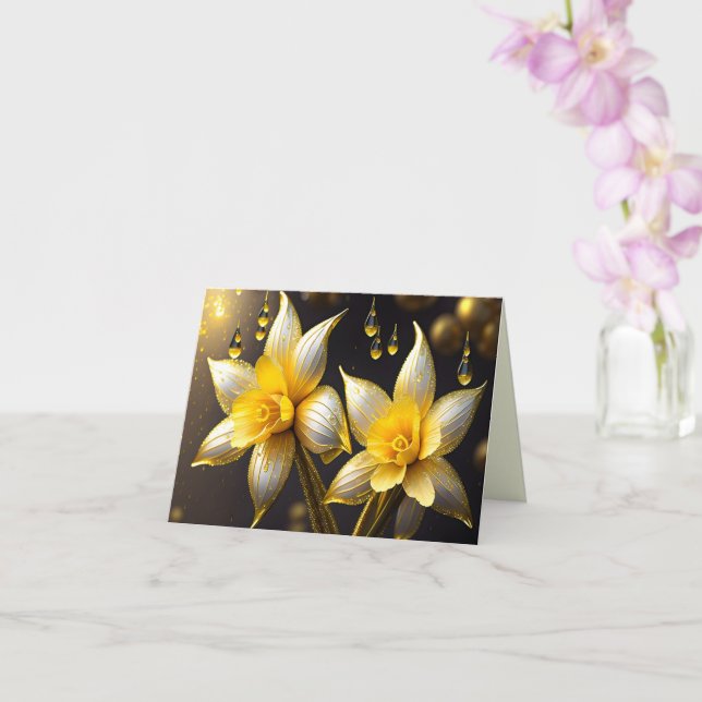 Elegant daffodils med guld accenter, Påsk Kort (Orkide)