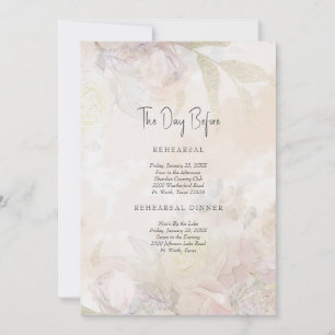 Elegant Dagen Före Bleka Blommiga Bröllop Inbjudningar