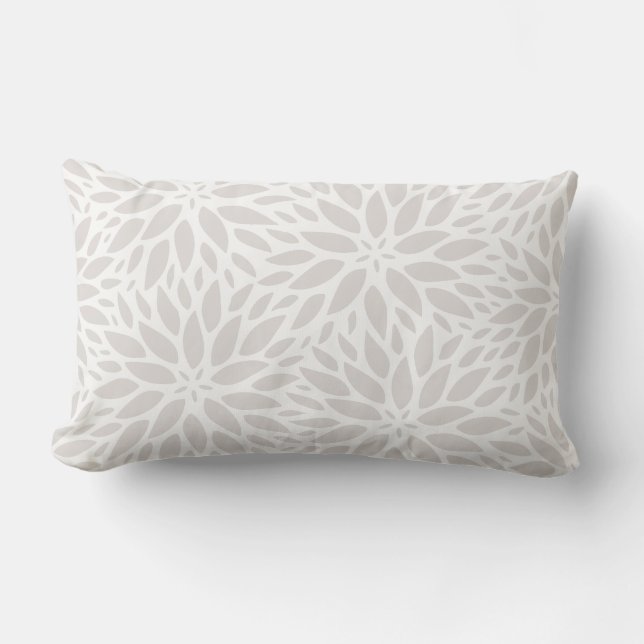 Elegant Dahlias Grått & White Lumbar Pillow Lumbarkudde (Framsida)