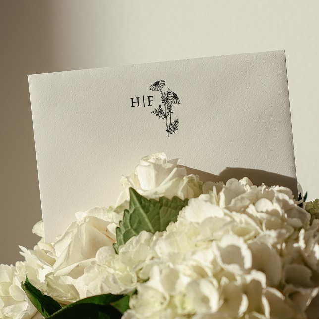 Elegant Daisy blomma Monogram Bröllop Stämpel (Skapare uppladdad)