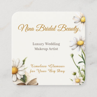 Elegant Daisy Blommigt Bröllop Makeup Artist Fyrkantigt Visitkort