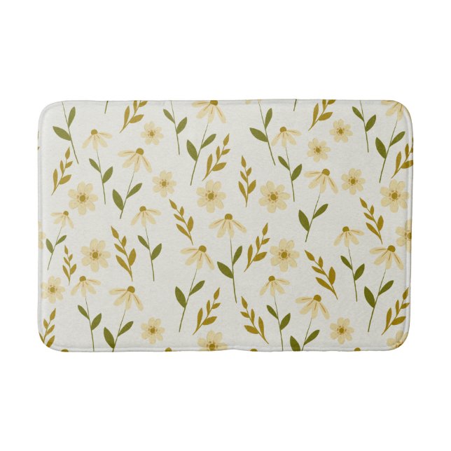 Elegant Daisy Blommigt Design Ivory Greenery Gren Badrumsmatta (Framsidan)