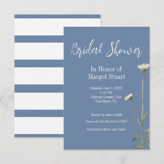 Elegant Daisy Blue Grått Script Stripe-Möhippa