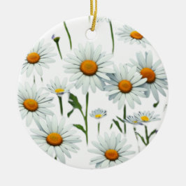 Elegant Daisy Boho Blommigt jul Julgransprydnad Keramik