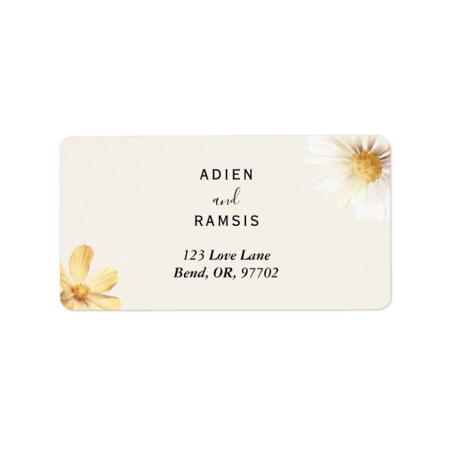 Elegant Daisy Bröllop Returetiketter Adressetikett (Framsidan)