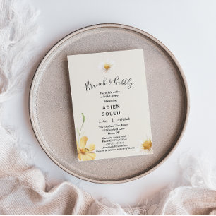 Elegant Daisy Brunch och Möhippa i bubbelform Inbjudningar