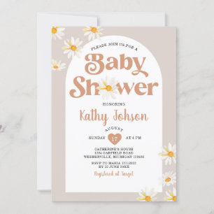 Elegant Daisy Flowers Arch Boho Baby Shower Inbjudningar
