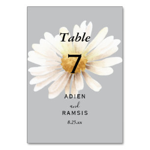 Elegant Daisy Grått Bröllop Bord-kort för Bordsnummer