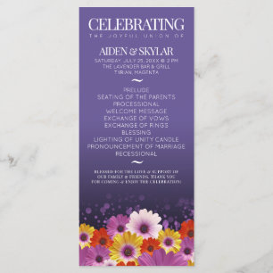 Elegant Daisy Lila Glitter Bröllopsprogram Program