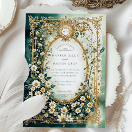 Elegant Daisy med Faux Guld Details Bröllop Inbjudningar