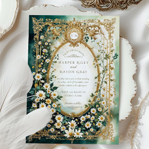 Elegant Daisy med Faux Guld Details Bröllop Inbjudningar