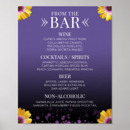 Elegant Daisy med Lila Glitter Bröllop Drinks Poster
