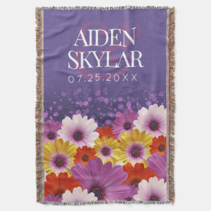 Elegant Daisy med Lila Glitter Newlyweds Filt